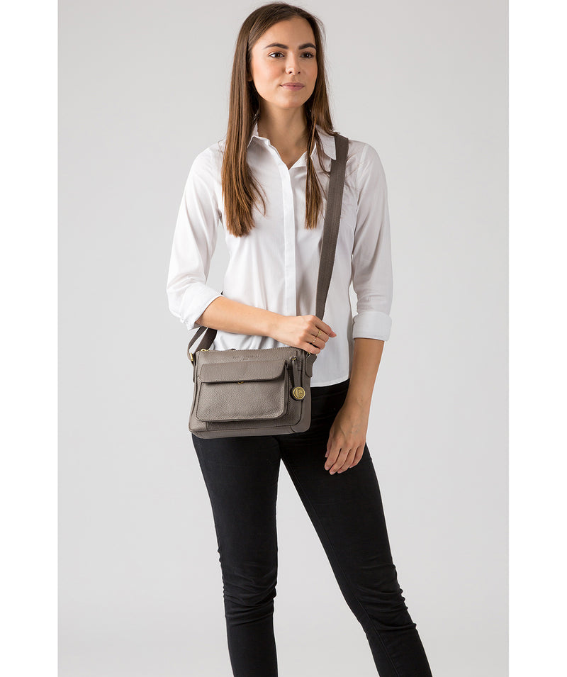 'Guildford' Grey Leather Cross Body Bag Pure Luxuries London