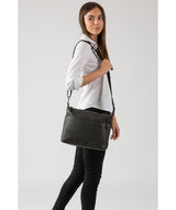'Helmsley' Black & Platinum Leather Shoulder Bag image 7