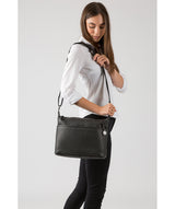 'Helmsley' Black & Platinum Leather Shoulder Bag image 2