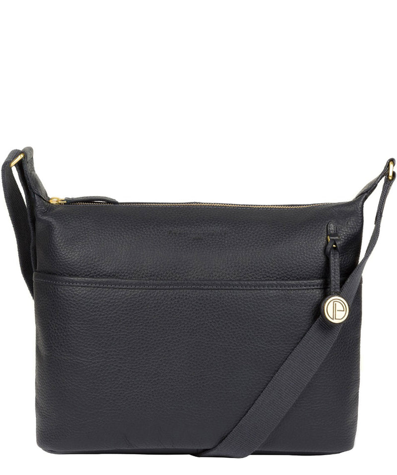 'Helmsley' Navy Leather Shoulder Bag