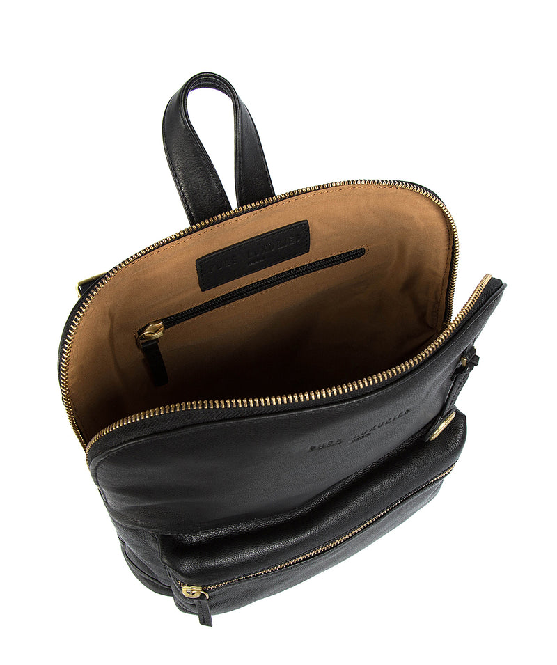 'Ingleby' Black Leather & Gold-Coloured Detail Backpack
