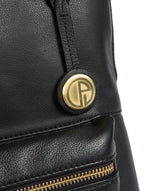 'Ingleby' Black Leather & Gold-Coloured Detail Backpack
