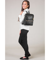 'Ingleby' Black Leather & Gold-Coloured Detail Backpack image 2