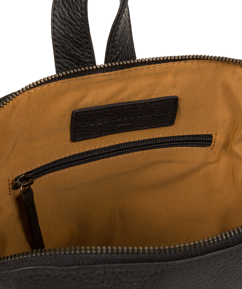 'Ingleby' Black & Platinum-Coloured Detail Leather Backpack