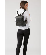 'Ingleby' Black & Platinum-Coloured Detail Leather Backpack
 image 2