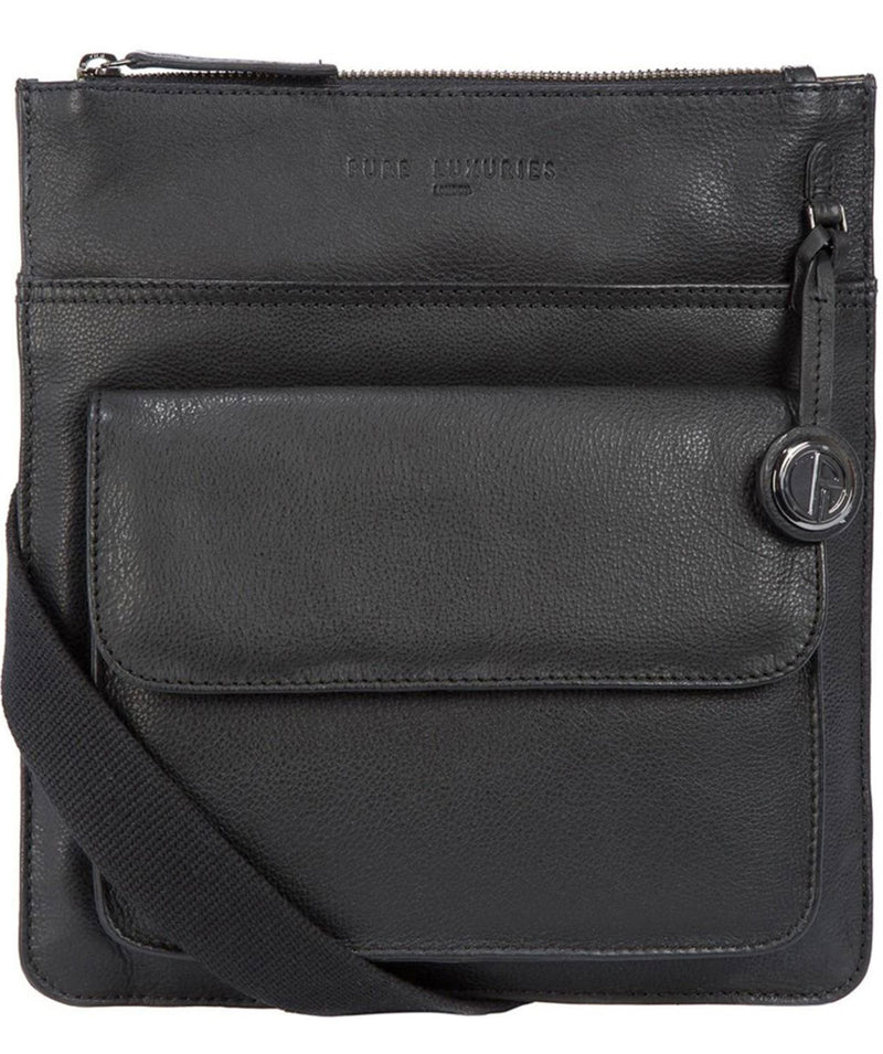 'Jarrow' Black Leather & Platinum-Coloured Detail Bag