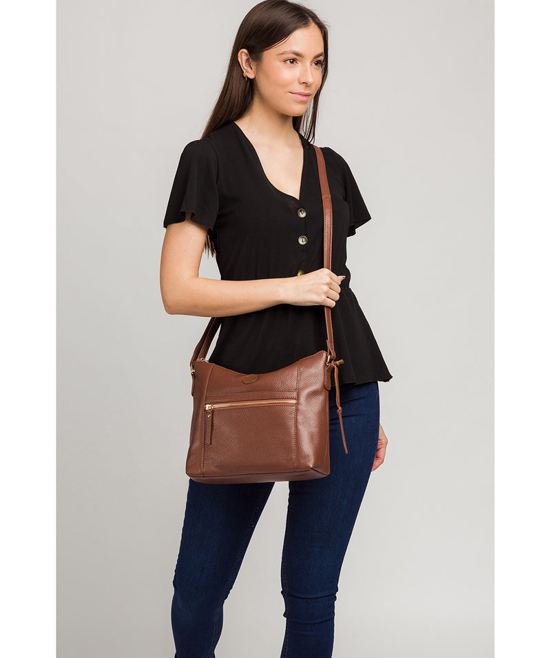'Sequoia' Dark Tan Leather Shoulder Bag Pure Luxuries London