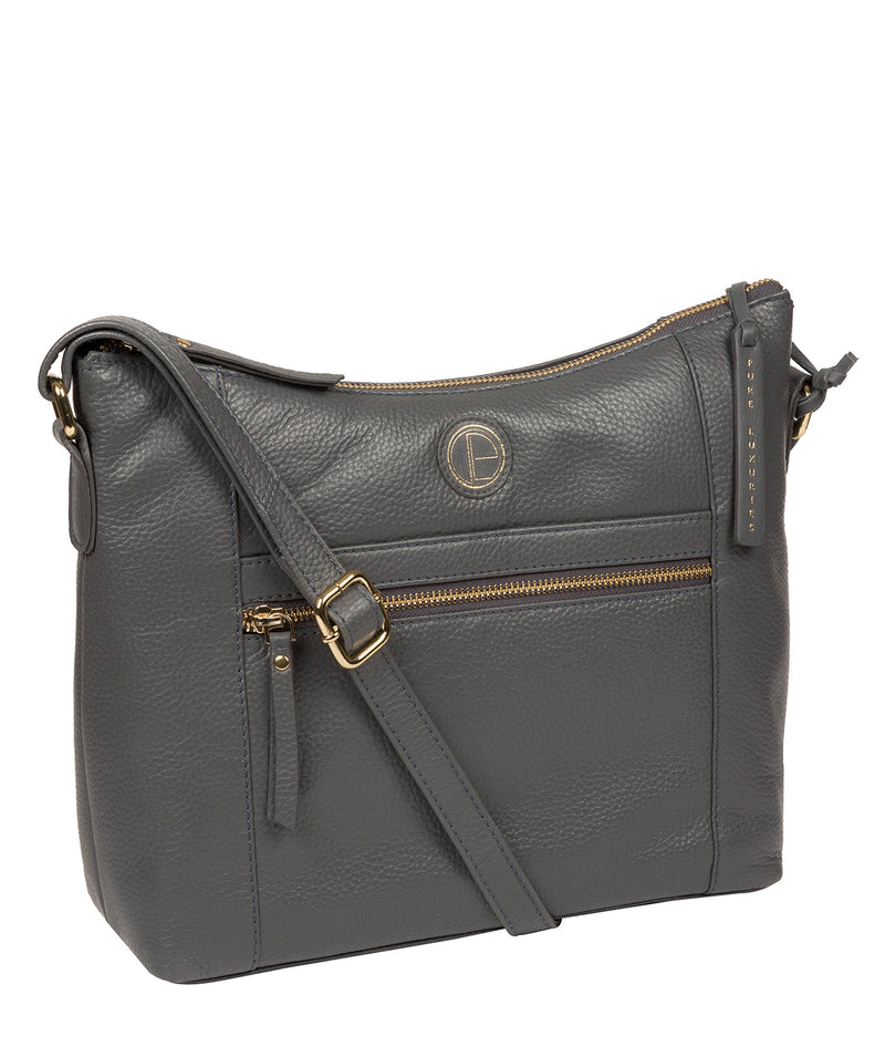 Grey Leather Shoulder Bag 'Sequoia' by Pure Luxuries – Pure Luxuries London