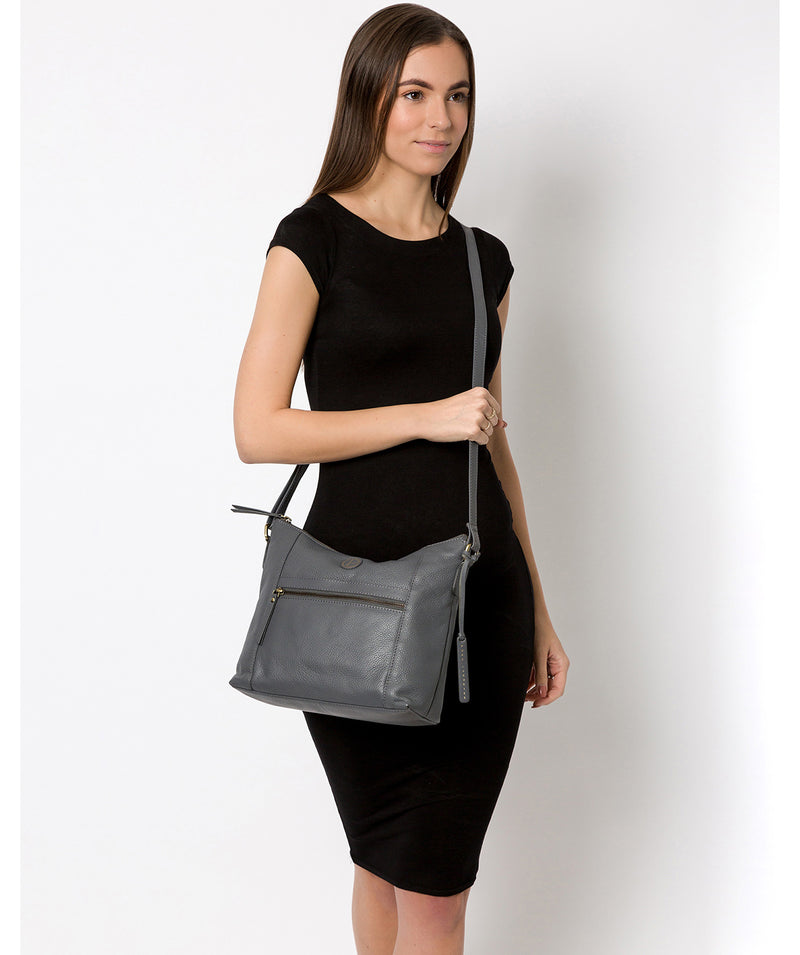 'Sequoia' Grey Leather Shoulder Bag image 2