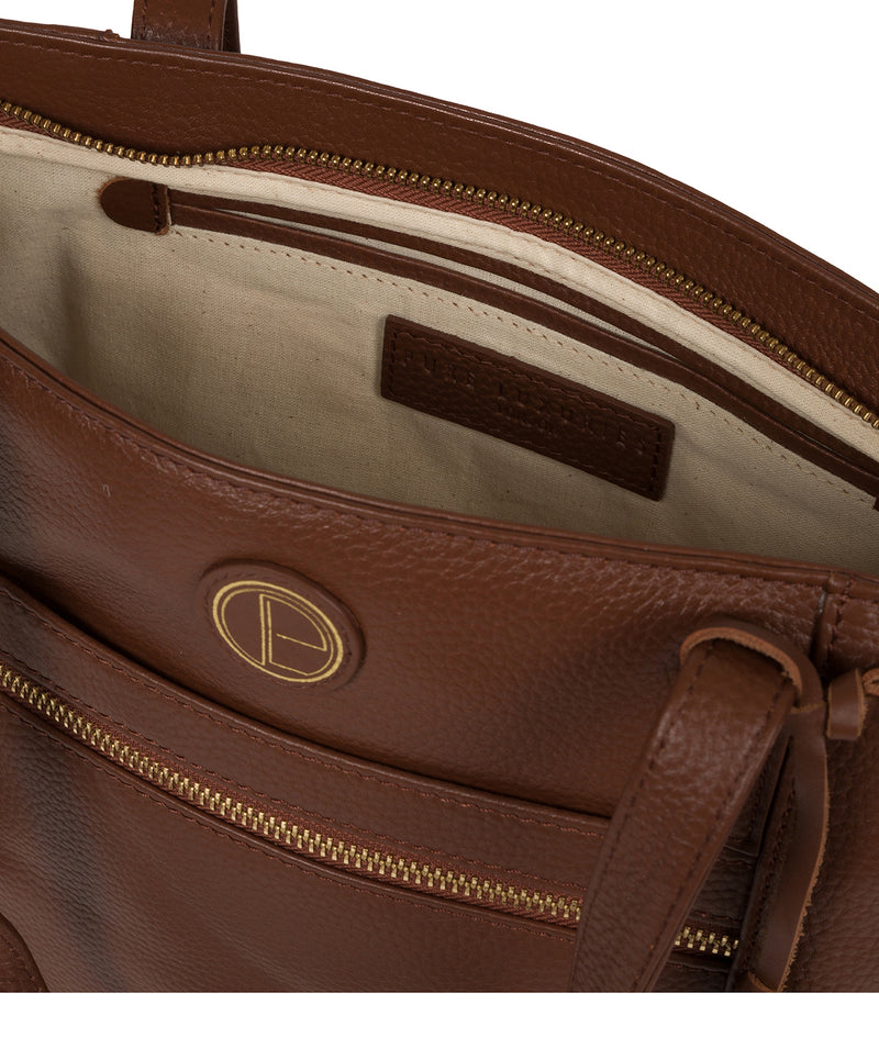 'Skye' Dark Tan Leather Tote Bag Pure Luxuries London