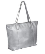 'Skye' Metallic Silver Leather Tote Bag