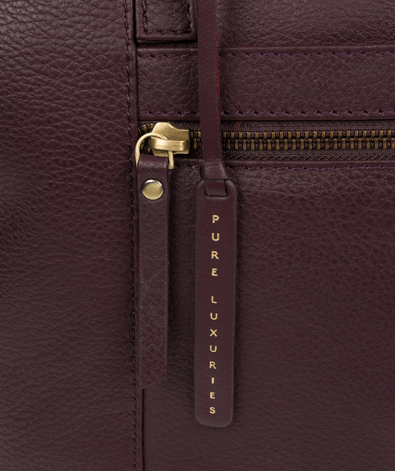 'Skye' Plum Leather Tote Bag Pure Luxuries London