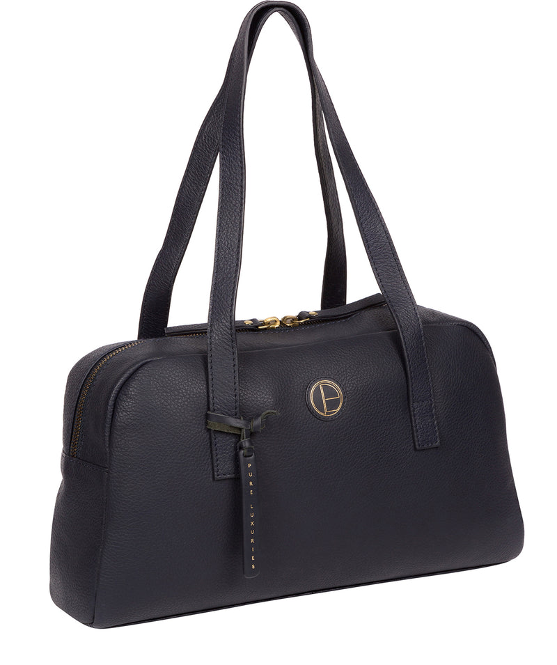 'Pitunia' Navy Leather Handbag Pure Luxuries London