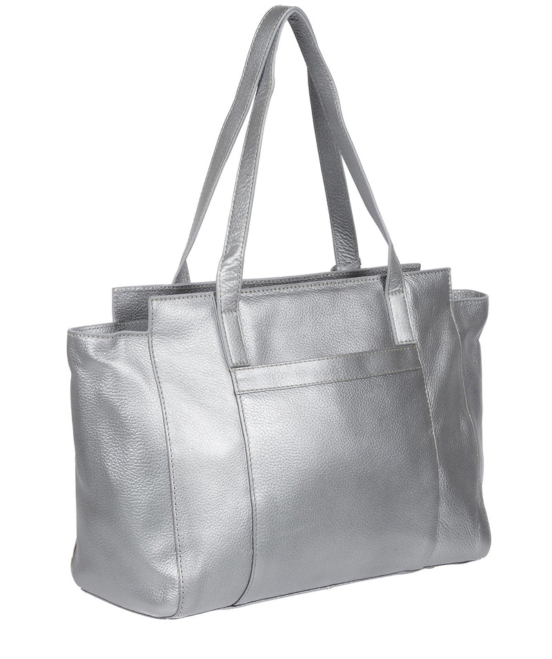 'Dusk' Metallic Silver Leather Shoulder Bag image 3