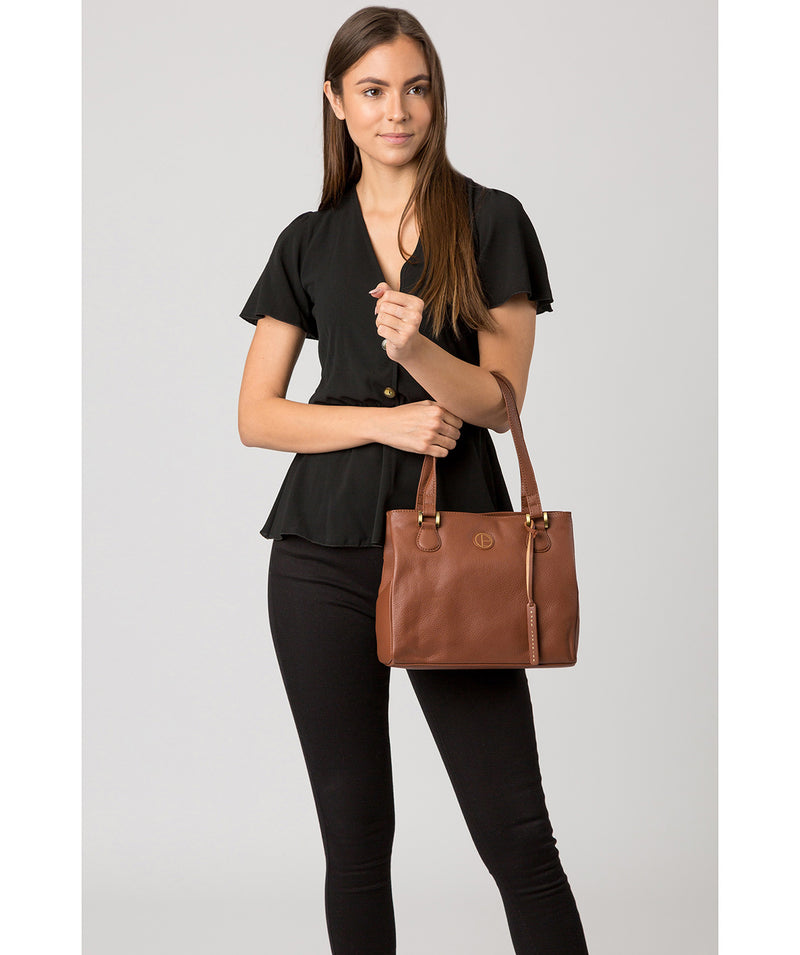'Milana' Dark Tan Leather Handbag Pure Luxuries London