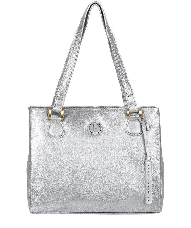 'Milana' Metallic Silver Leather Handbag image 1