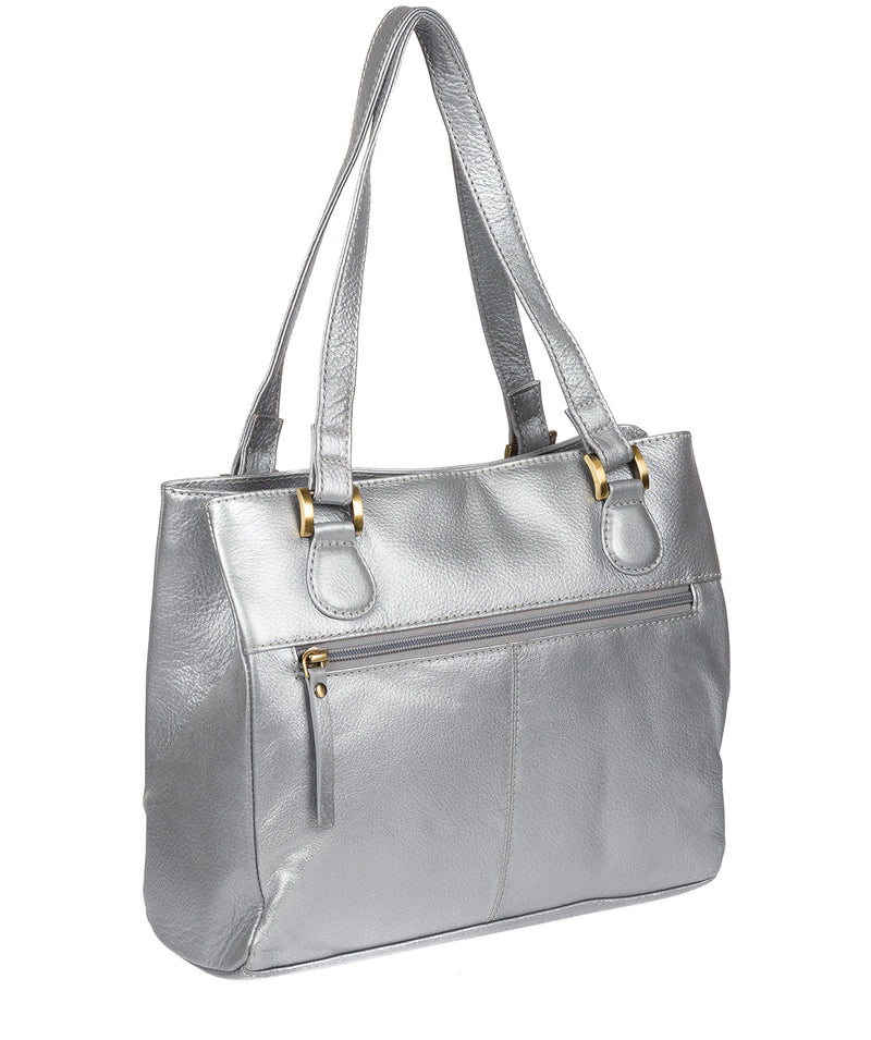 'Milana' Metallic Silver Leather Handbag image 3