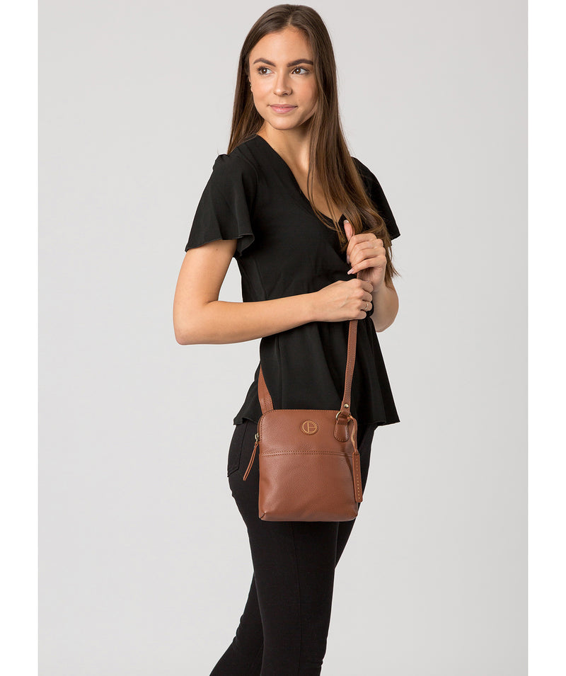 'Orsola' Dark Tan Leather Cross Body Bag Pure Luxuries London