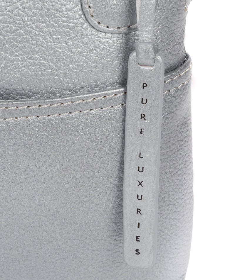 'Orsola' Metallic Silver Leather Cross Body Bag