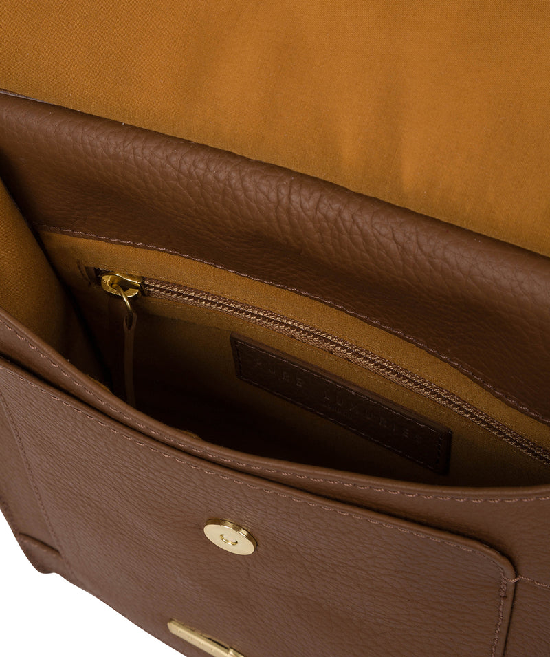 'Mabel' Dark Tan Leather Cross Body Bag Pure Luxuries London