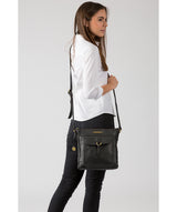 'Caroline' Black Leather Cross Body Bag Pure Luxuries London