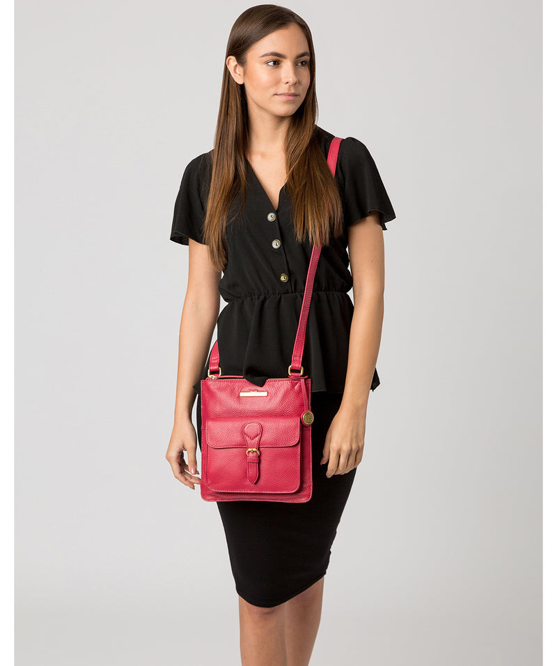 'Heather' Berry Leather Cross Body Bag image 2