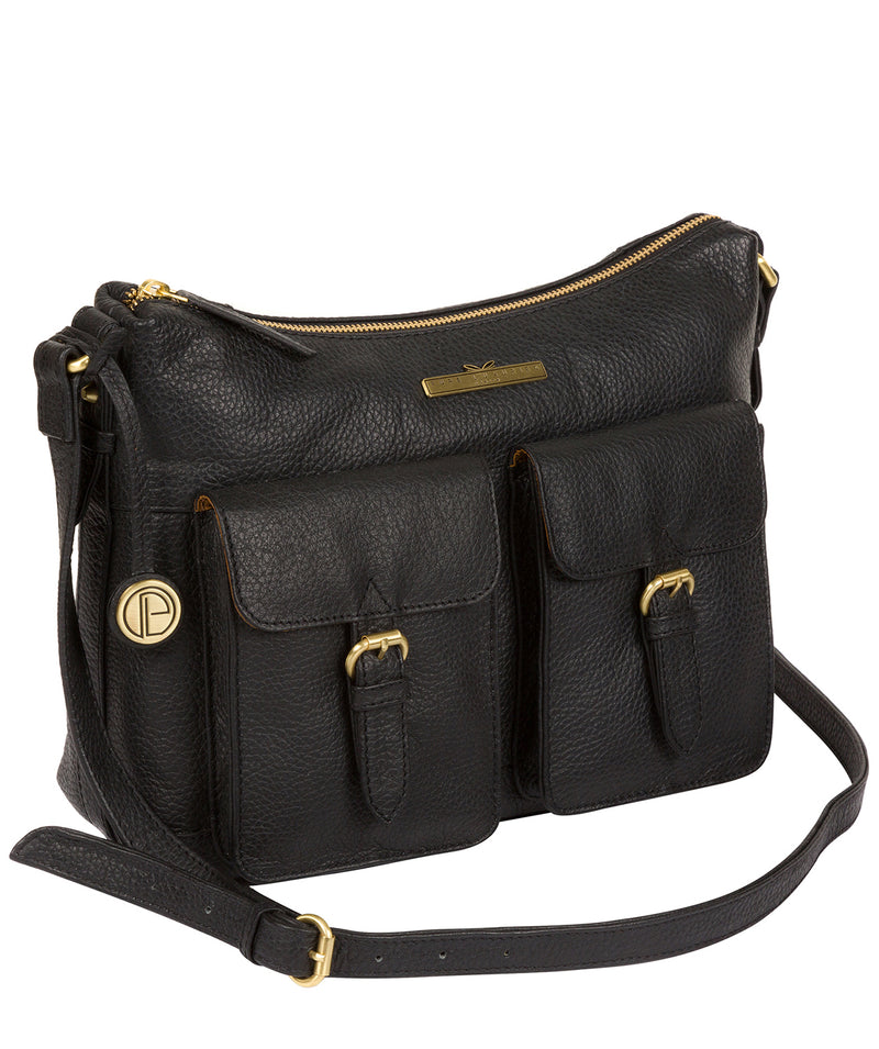 'Natasha' Black Leather Shoulder Bag Pure Luxuries London