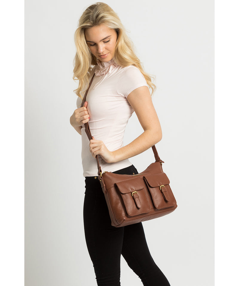 'Natasha' Dark Tan Leather Shoulder Bag image 2