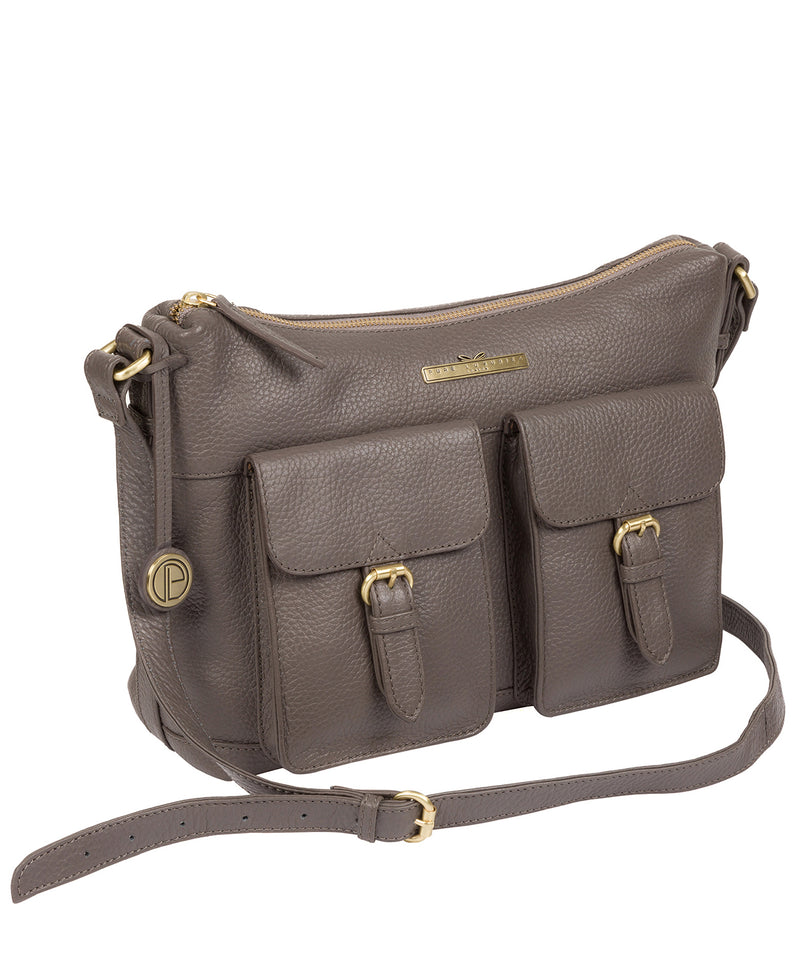 'Natasha' Grey Leather Shoulder Bag image 3