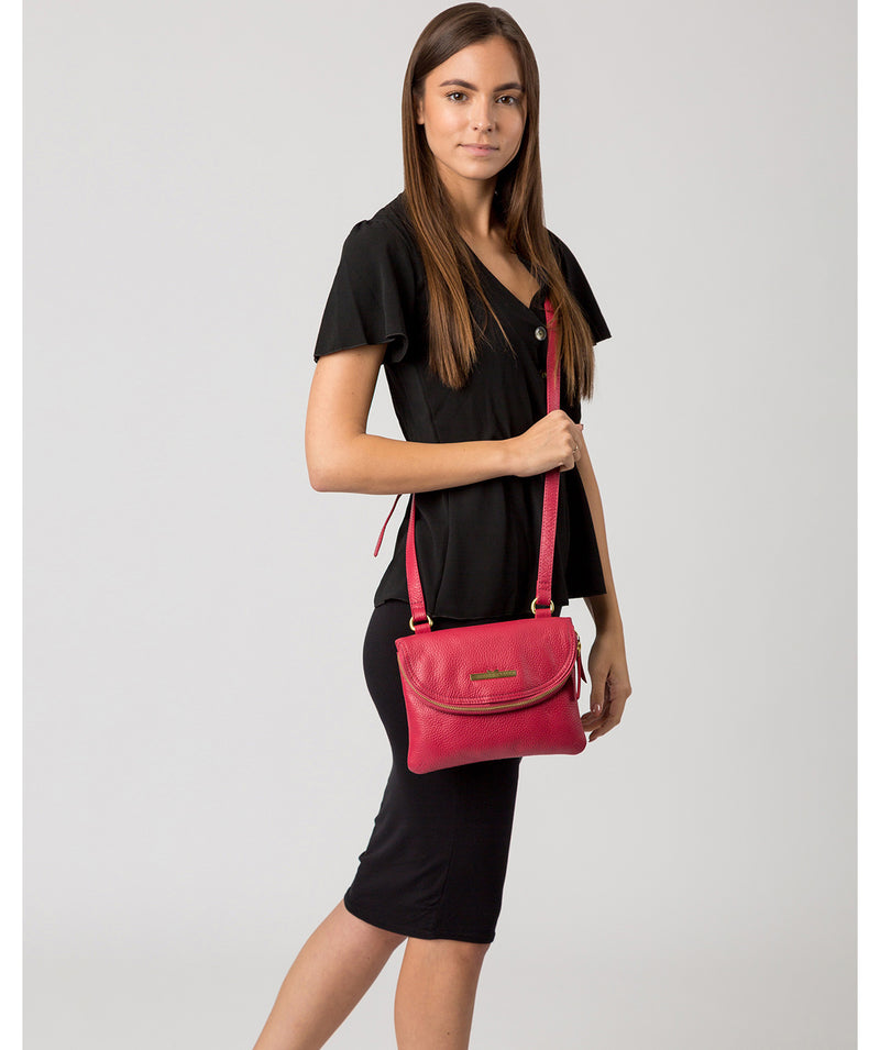 'Sheryl' Berry Leather Cross Body Bag Pure Luxuries London
