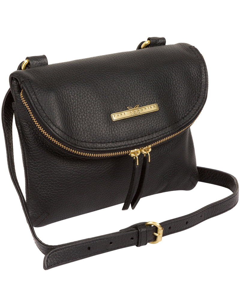 'Sheryl' Black Leather Cross Body Bag Pure Luxuries London