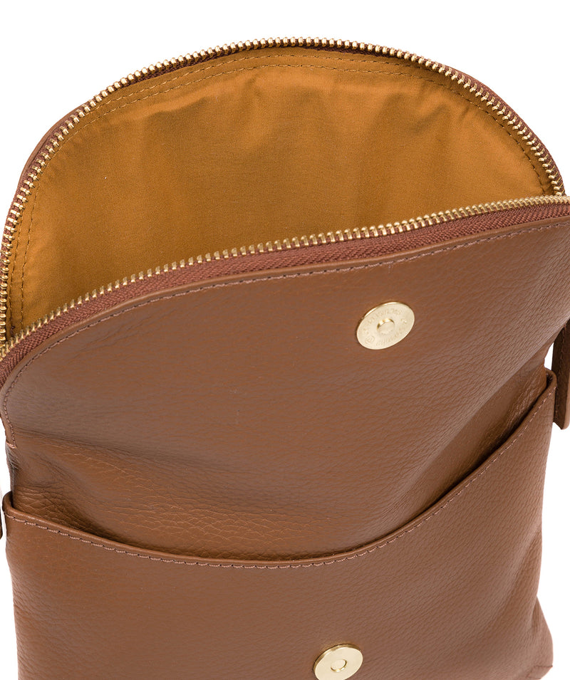 'Sheryl' Dark Tan Leather Cross Body Bag image 7
