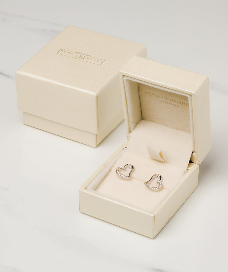Gift Packaged 'Luisa' Rhodium Plated 925 Silver Heart Earrings
