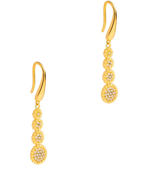 Gift Packaged 'Vezzana' 18ct Yellow Gold Plated 925 Silver Tiered Cubic Zirconia Earrings