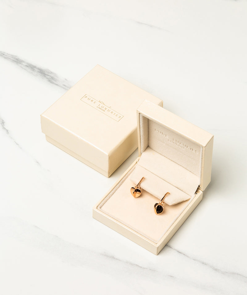 Gift Packaged 'Galilean' 18ct Rose Gold Plated 925 Heart Drop Earrings
