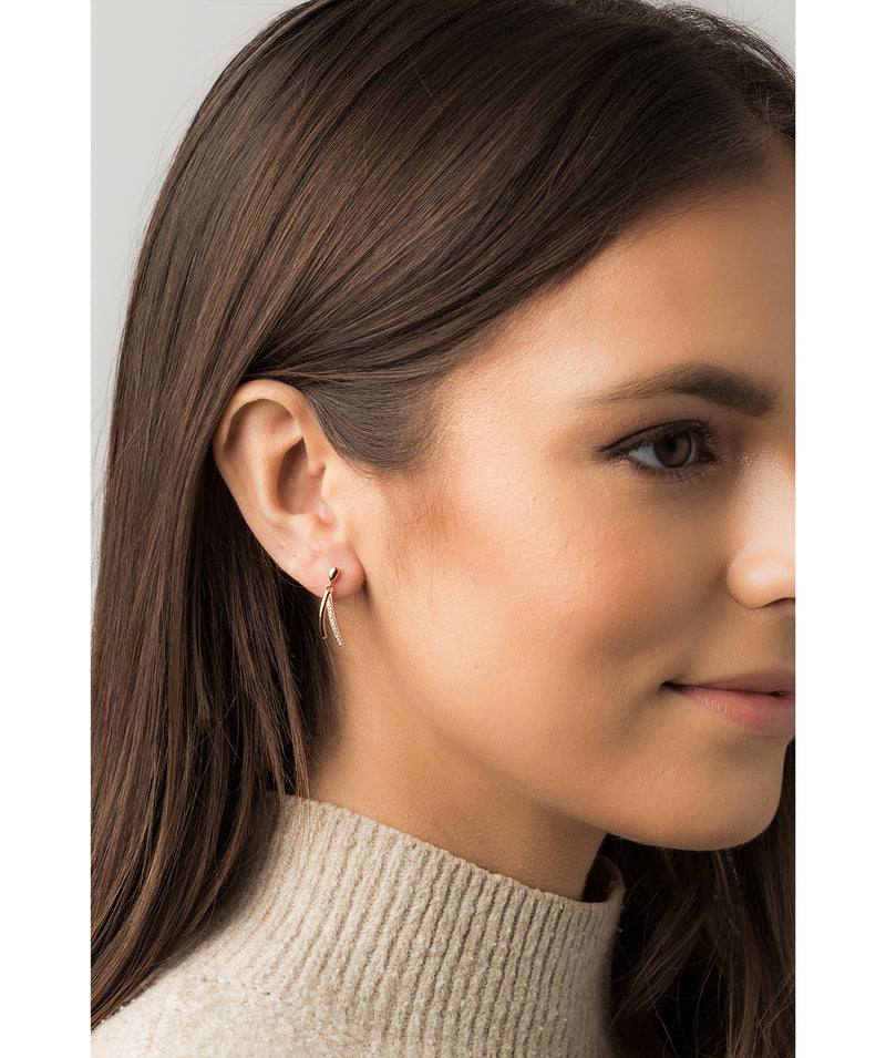 Gift Packaged 'Hobart' 18ct Rose Gold Plated 925 Silver & Cubic Zirconia Wishbone Earrings