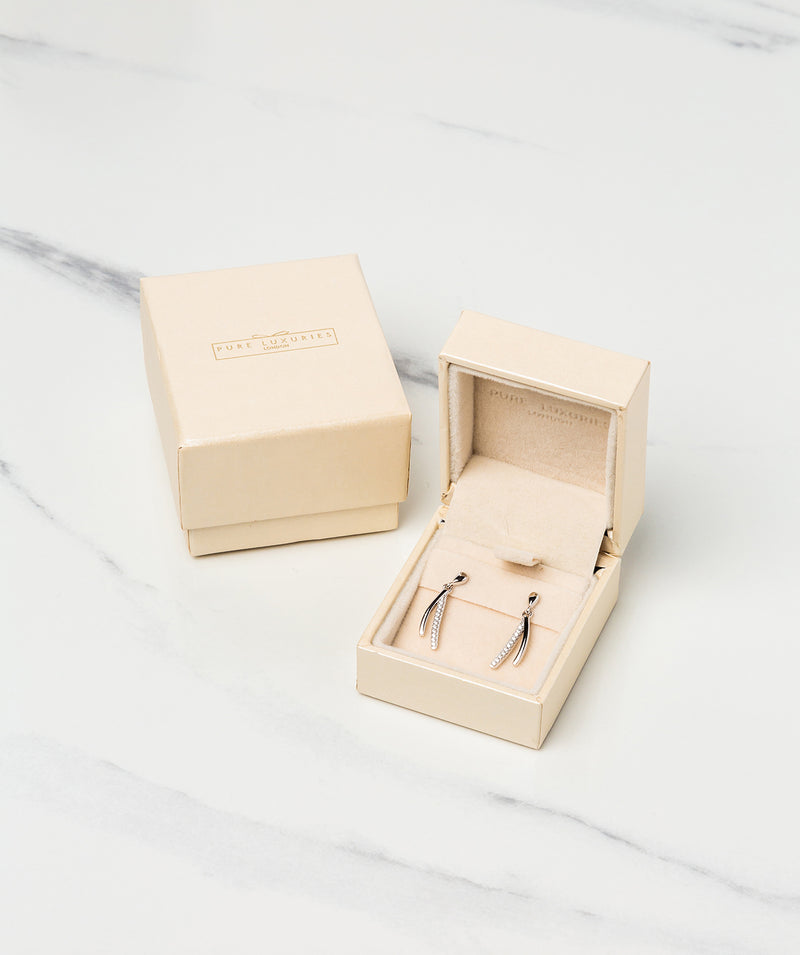 Gift Packaged 'Hobart' 925 Silver & Cubic Zirconia Wishbone Earrings