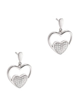 Gift Packaged 'Garcia' Rhodium Plated 925 Silver & Cubic Zirconia Heart Earrings