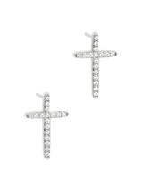 Gift Packaged 'Strand' 925 Silver & Cubic Zirconia Cross Earrings