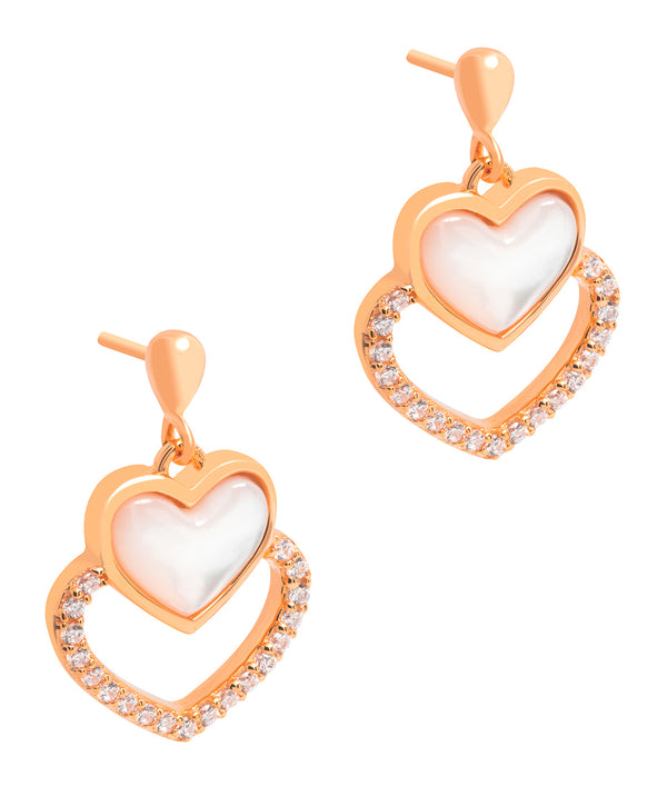 Gift Packaged 'Galli' 18ct Rose Gold Plated 925 Silver & Shell Pearl Heart Earrings