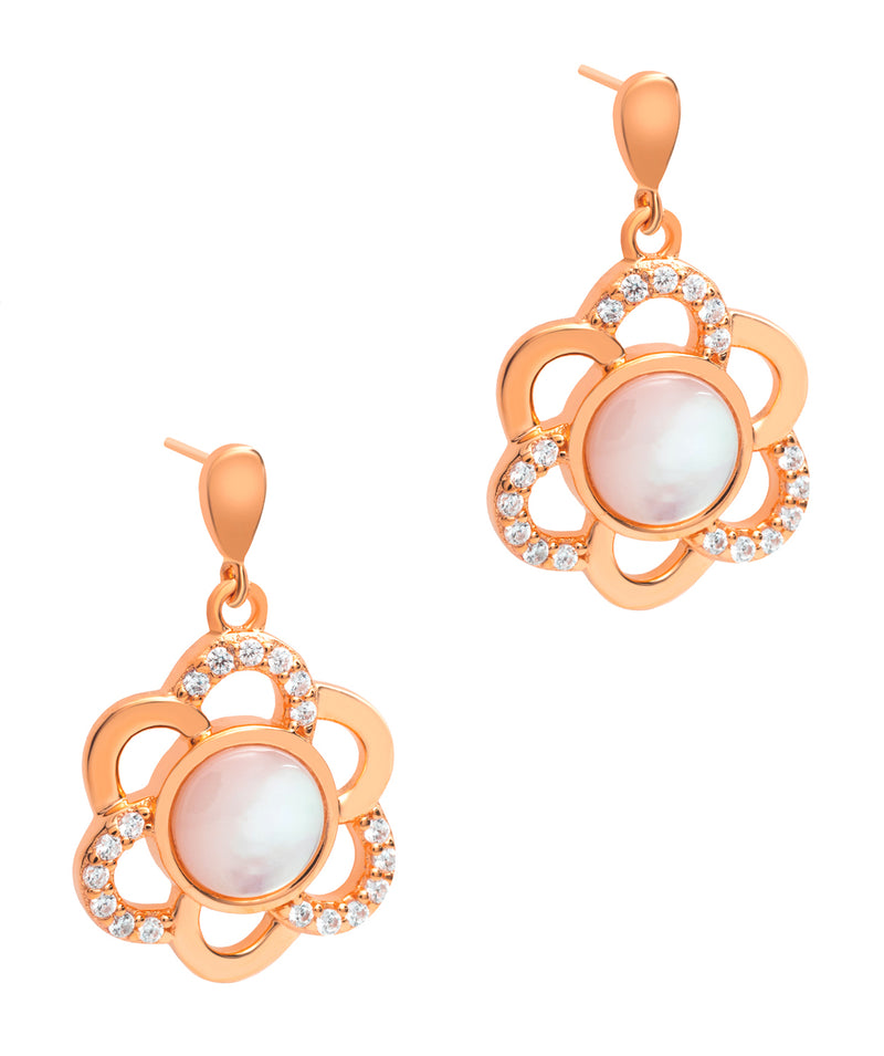 Gift Packaged 'Asquith' 18ct Rose Gold 925 Silver & Shell Pearl Sparkle Earrings