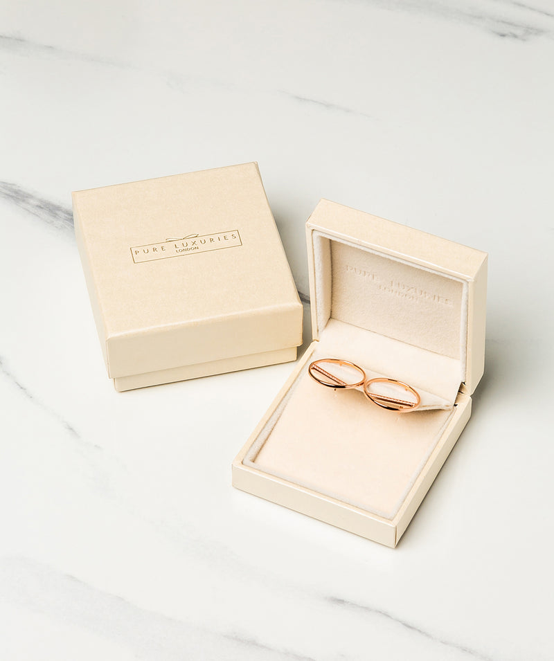 Gift Packaged 'Equinox' 18ct Rose Gold Plated 925 Silver & Cubic Zirconia Earrings