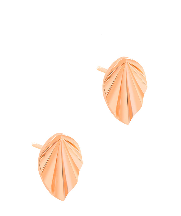 Gift Packaged 'Gsell' 18ct Rose Gold Plated 925 Silver Leaf Design Stud Earrings