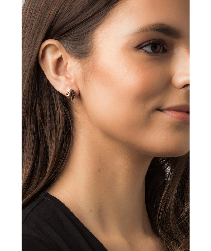 Gift Packaged 'Gsell' 18ct Rose Gold Plated 925 Silver Leaf Design Stud Earrings