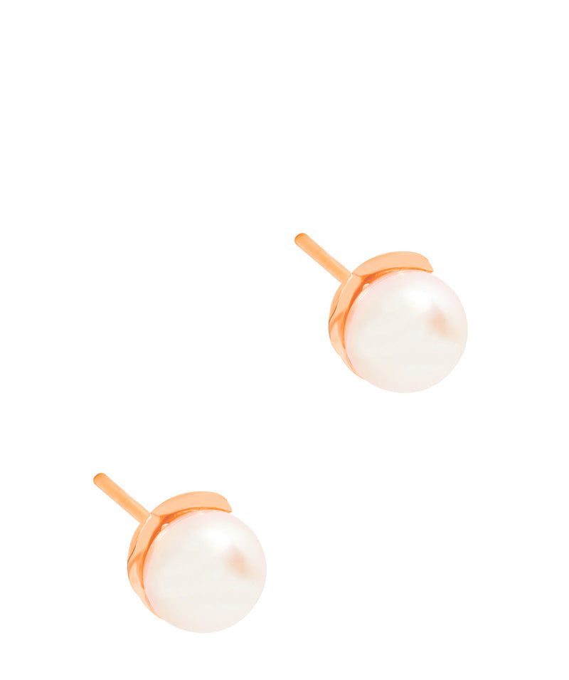 Gift Packaged 'Kihm' 18ct Rose Gold Plated 925 Silver and Freshwater Pearl Stud Earrings