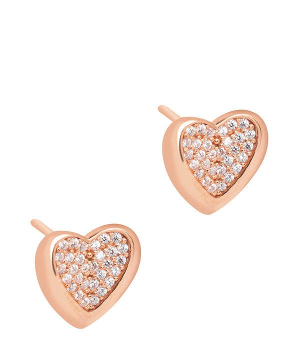 'Nadia' Rose Gold Plated Sterling Silver Heart Earrings Pure Luxuries London