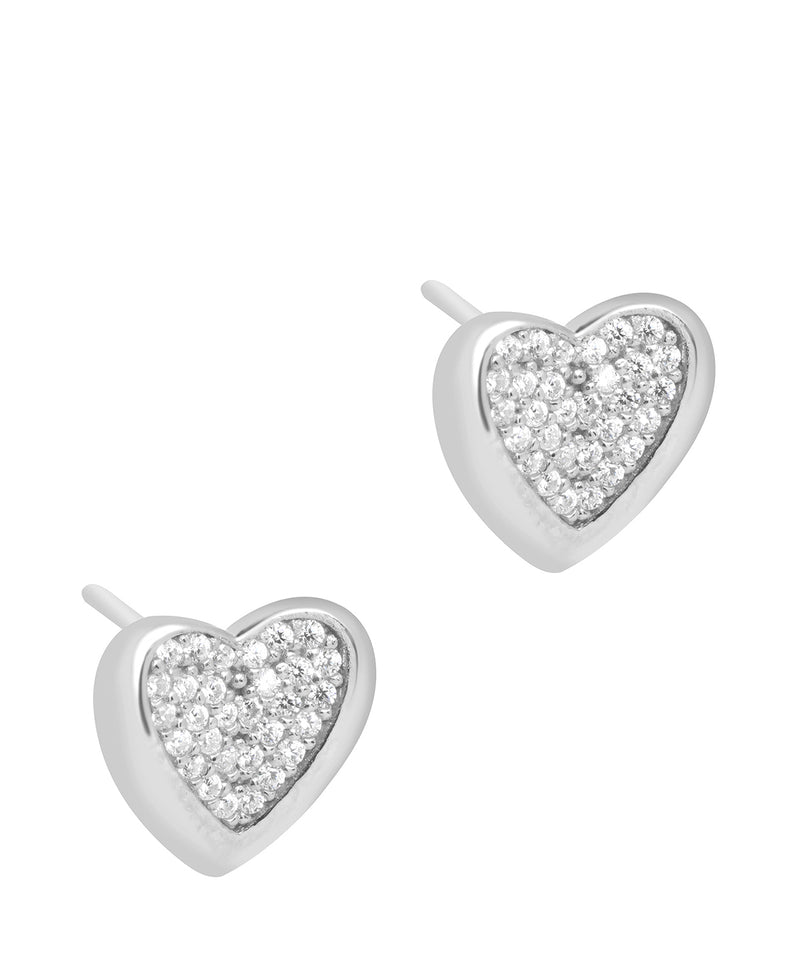 'Nadia' Sterling Silver Heart Earrings Pure Luxuries London