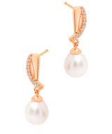 Gift Packaged 'Ryser' 18ct Rose Gold Plated 925 Silver & Freshwater Pearl Drop Earrings