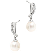 Gift Packaged 'Ryser' Rhodium Plated 925 Silver & Freshwater Pearl Drop Earrings