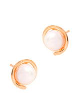 Gift Packaged 'Reller' 18ct Rose Gold Plated 925 Silver and Freshwater Pearl Stud Earrings